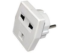 Сетевой переходник "Квадрат" PROconnect, белый, индивидуальная упаковка, 1 шт. картинка 